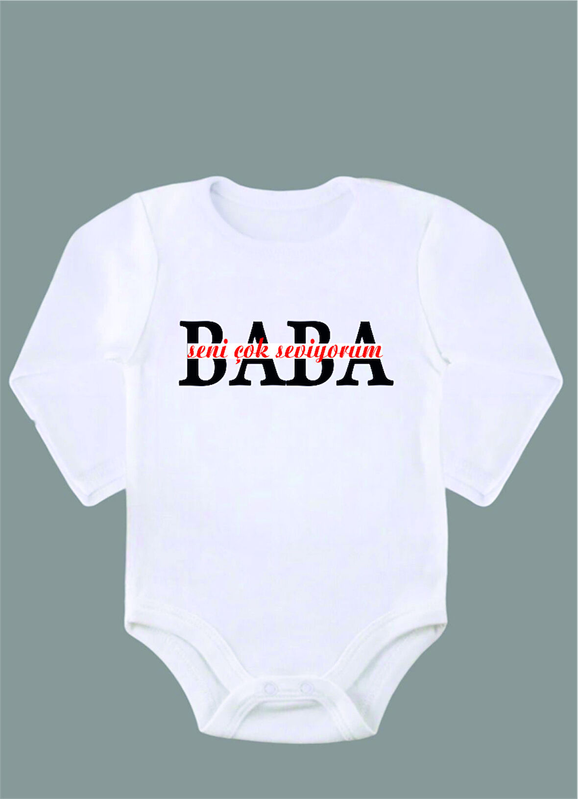 Uzun Kollu %100 Organik Pamuk Baskılı Bebek Body Çıtçıtlı Zıbın ZBN035