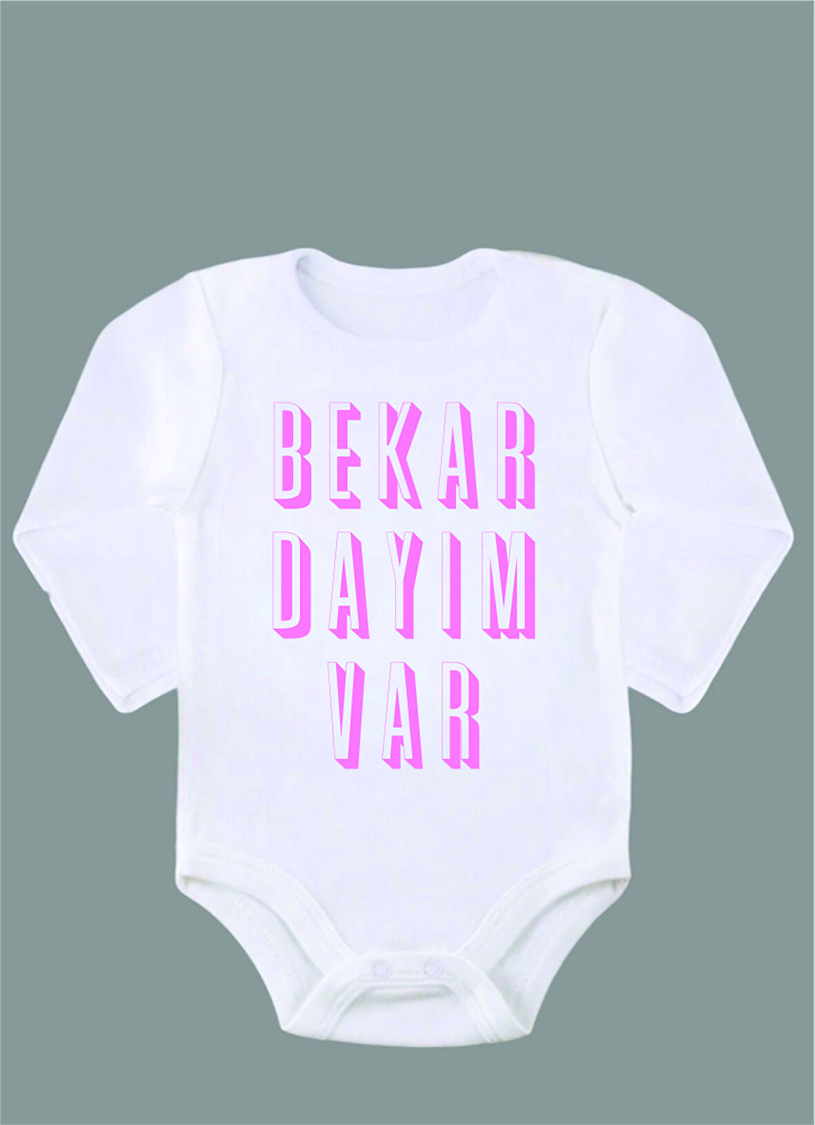 Uzun Kollu %100 Organik Pamuk Baskılı Bebek Body Çıtçıtlı Zıbın ZBN048