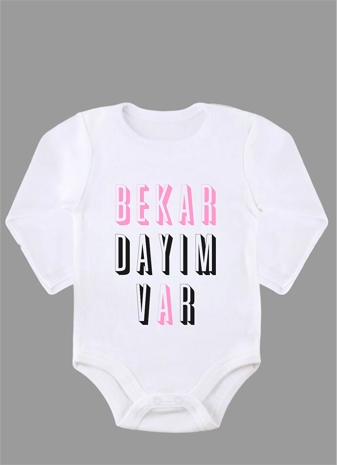 Uzun Kollu %100 Organik Pamuk Baskılı Bebek Body Çıtçıtlı Zıbın ZBN086
