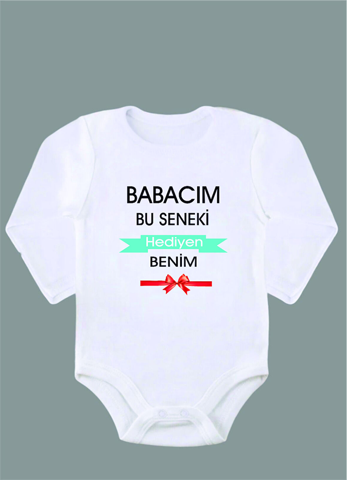 Uzun Kollu %100 Organik Pamuk Baskılı Bebek Body Çıtçıtlı Zıbın ZBN036