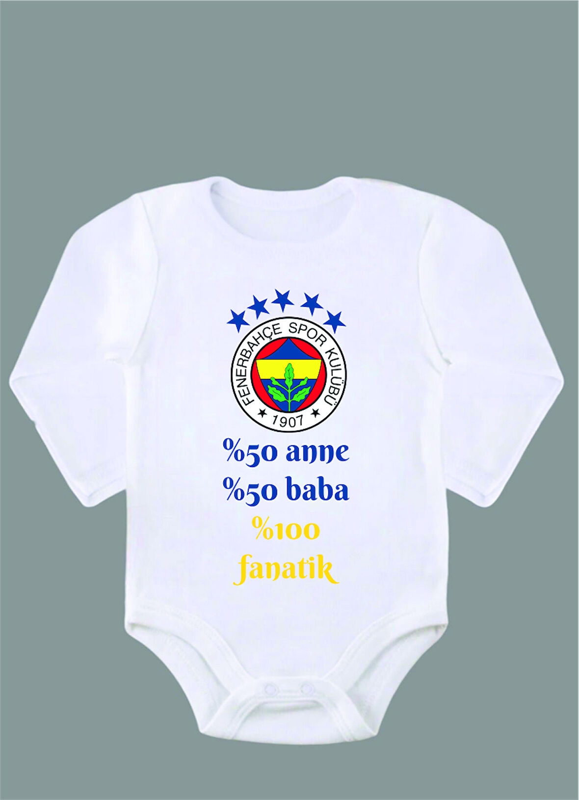 Uzun Kollu %100 Organik Pamuk Baskılı Bebek Body Zıbın ZBN179