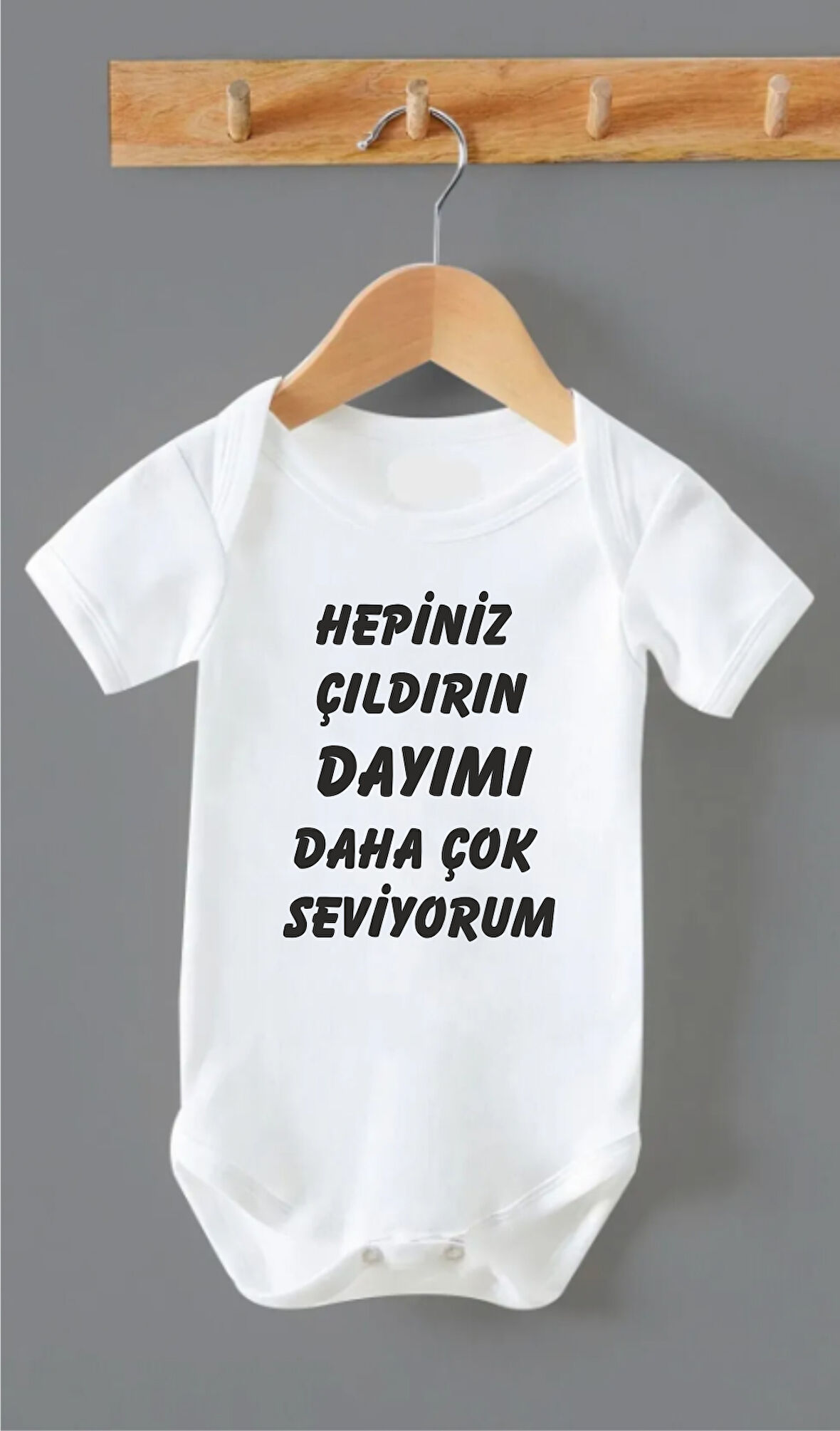 Organik %100 Pamuk Hepiniz Çıldırın Dayımı Daha Çok Seviyorum Baskılı Bebek Body ZBN198