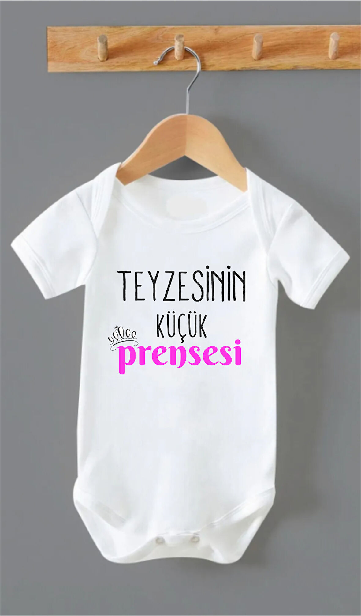 Organik %100 Pamuk Teyzesinin Prensesi Baskılı Bebek Body Badi Çıtçıtlı Zıbın ZBN131