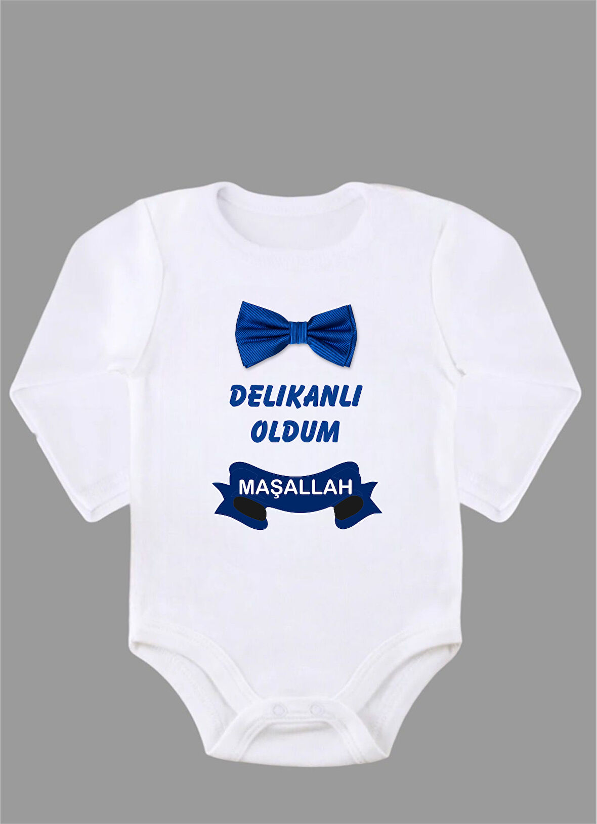 Uzun Kollu %100 Organik Pamuk Baskılı Bebek Body Çıtçıtlı Zıbın ZBN092