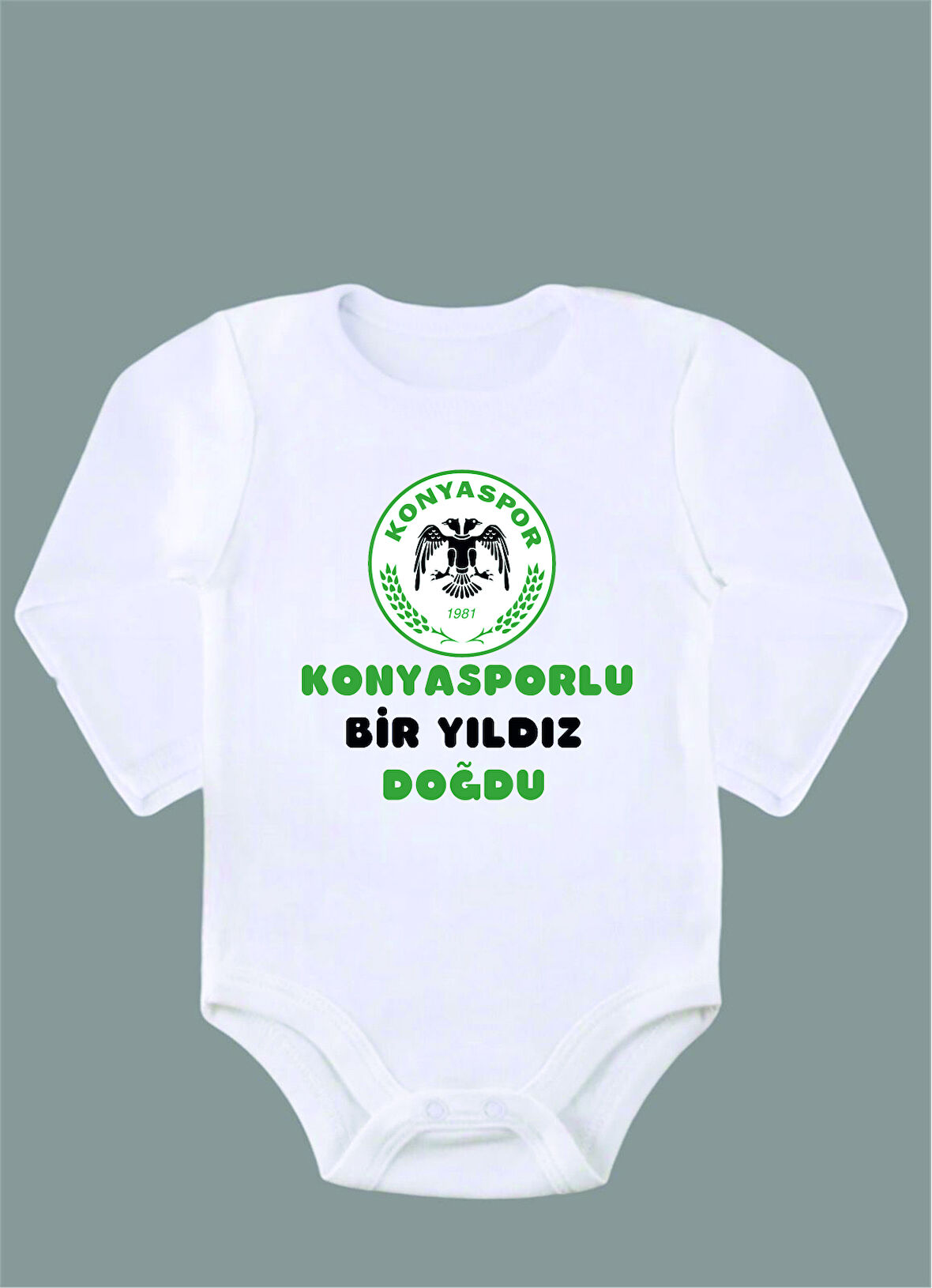 Uzun Kollu %100 Organik Pamuk Baskılı Bebek Body Zıbın ZBN135