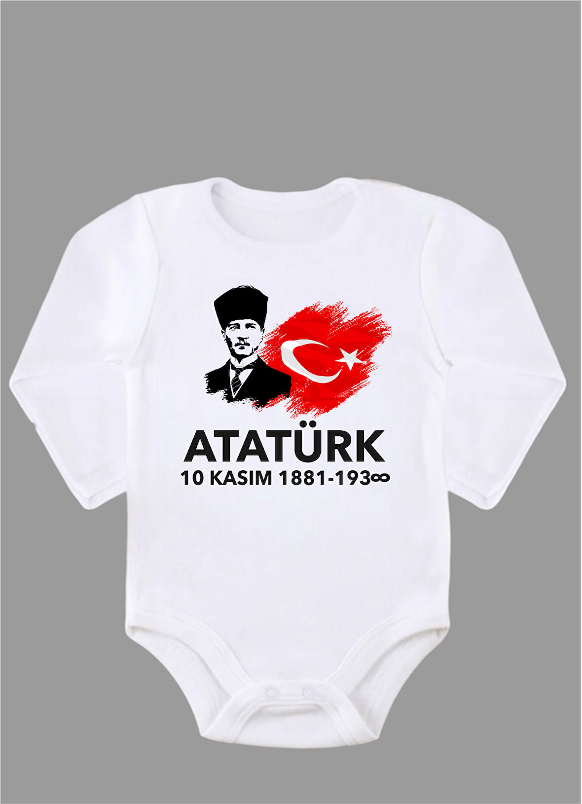 Uzun Kollu Atatürk 10 Kasım Baskılı Bebek Body ZBN266