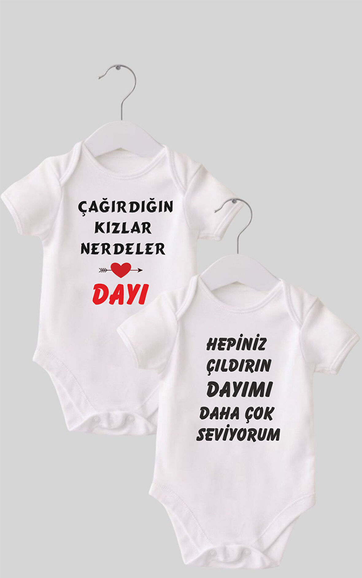 21 Dayı Set 2 'li Organik %100 Pamuk  Baskılı Bebek Body Zıbın ZBN210