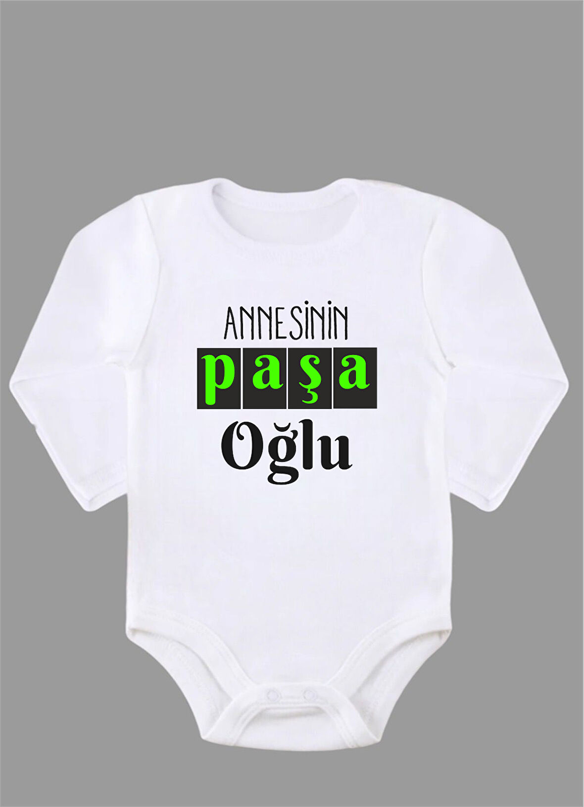 Organik %100 Pamuk Annesinin Paşa Oğlu Bebek Body Badi Zıbın ZBN204 Uzun Kollu001