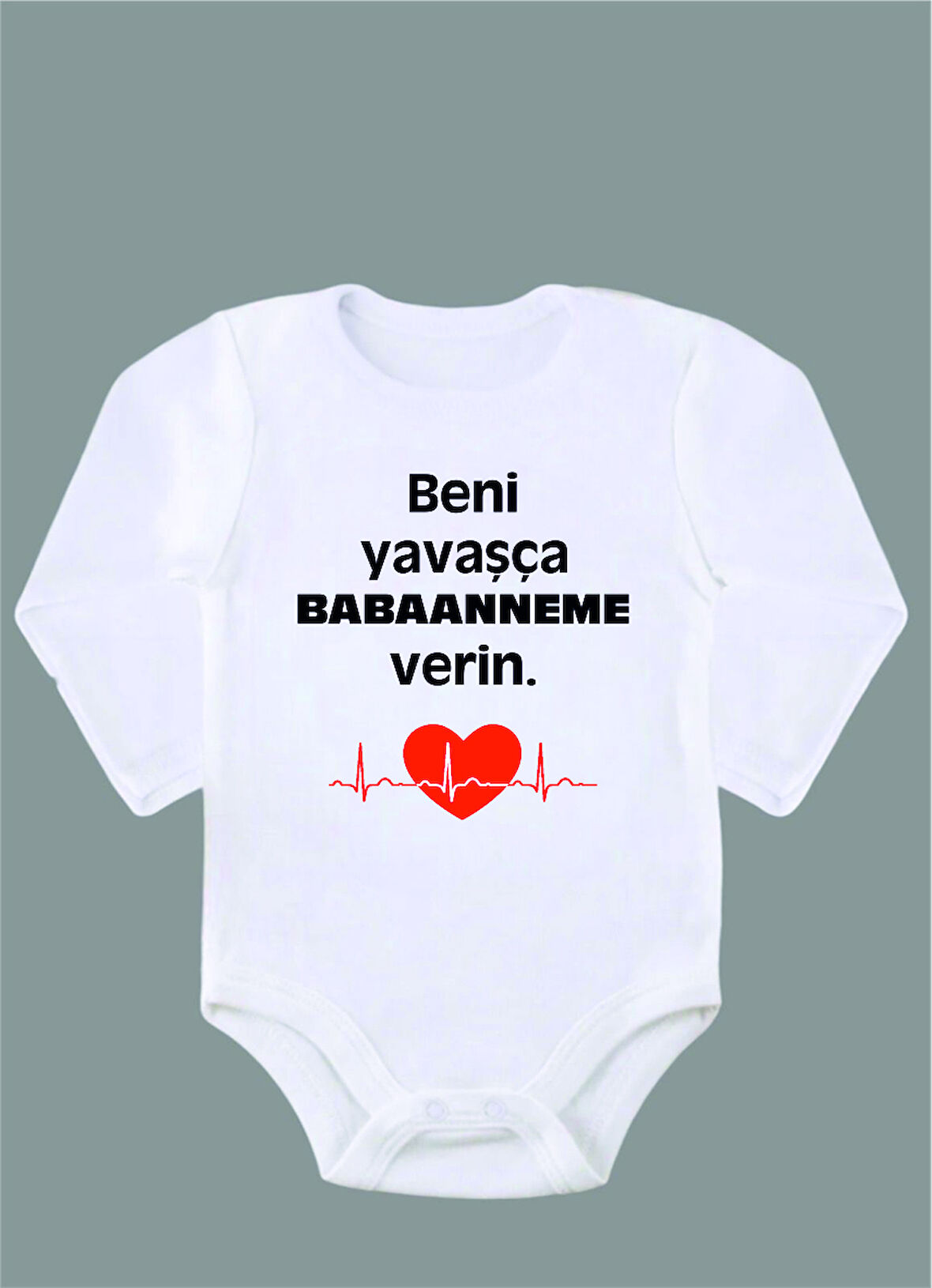 Uzun Kollu %100 Organik Pamuk Baskılı Bebek Body Çıtçıtlı Zıbın ZBN061