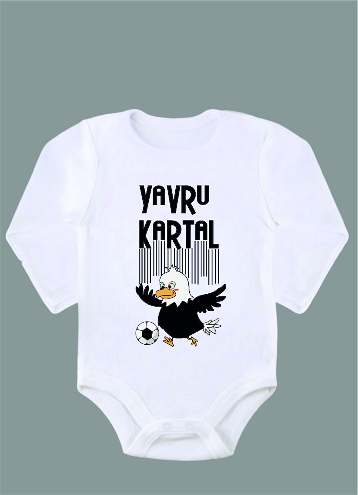 Uzun Kollu %100 Organik Pamuk Baskılı Bebek Body Zıbın ZBN177
