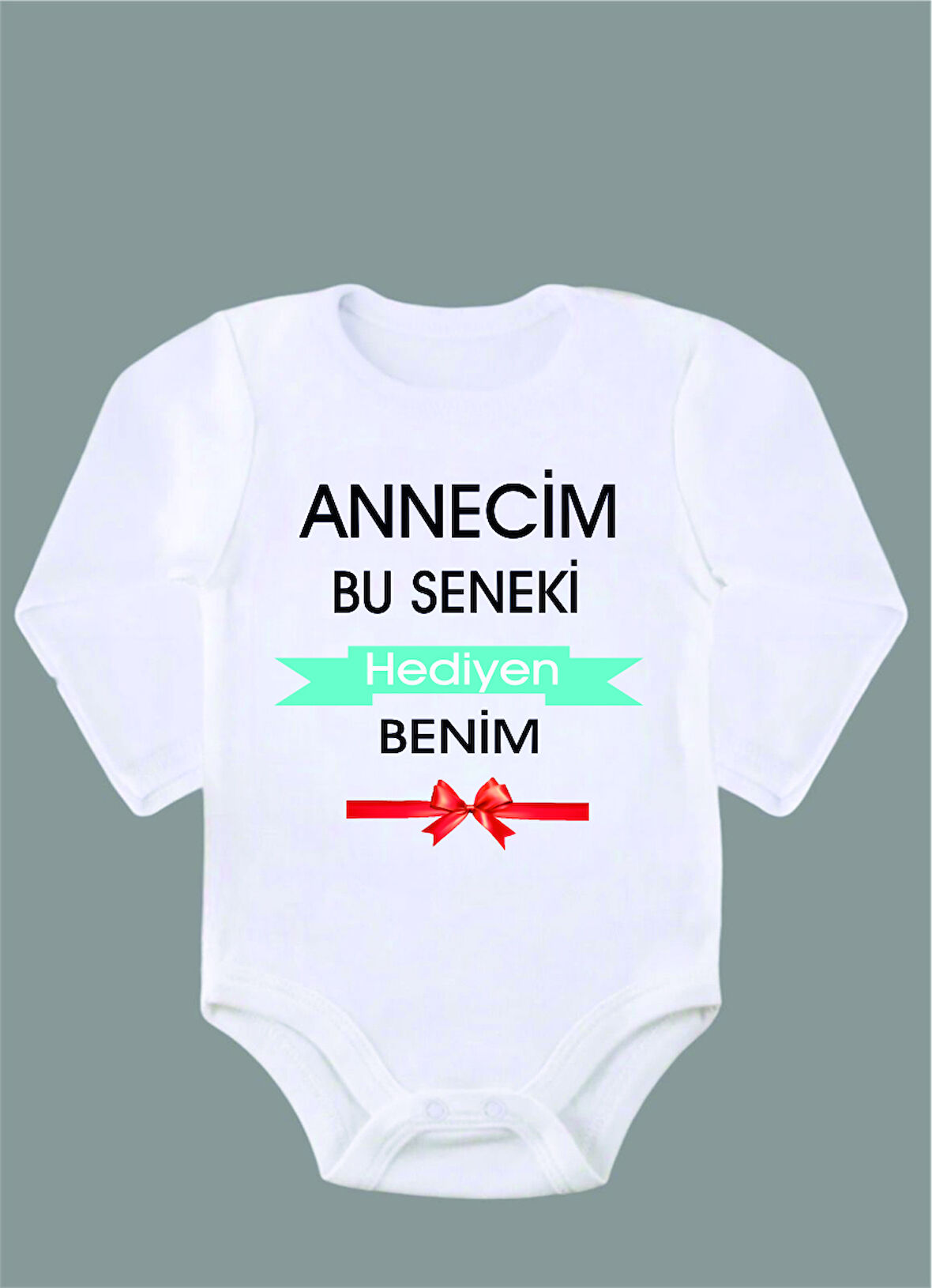 Uzun Kollu %100 Organik Pamuk Baskılı Bebek Body Çıtçıtlı Zıbın ZBN011