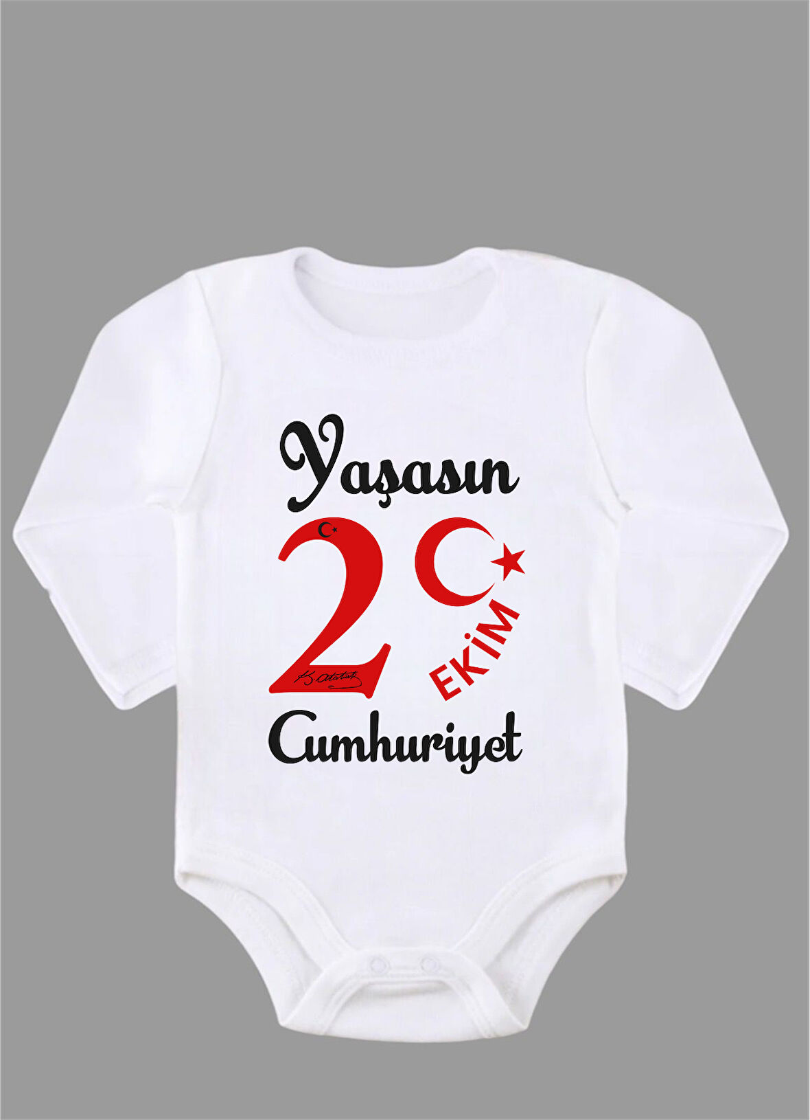 Uzun Kollu Yaşasın 29 Ekim Cumhuriyet Baskılı Uzun Kollu Bebek Body ZBN206