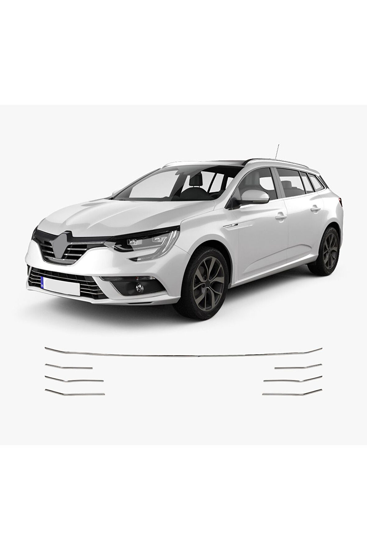 Megane 4 2016-2019 Krom Ön Tampon Çıtası Paslanmaz Çelik 7 Parça