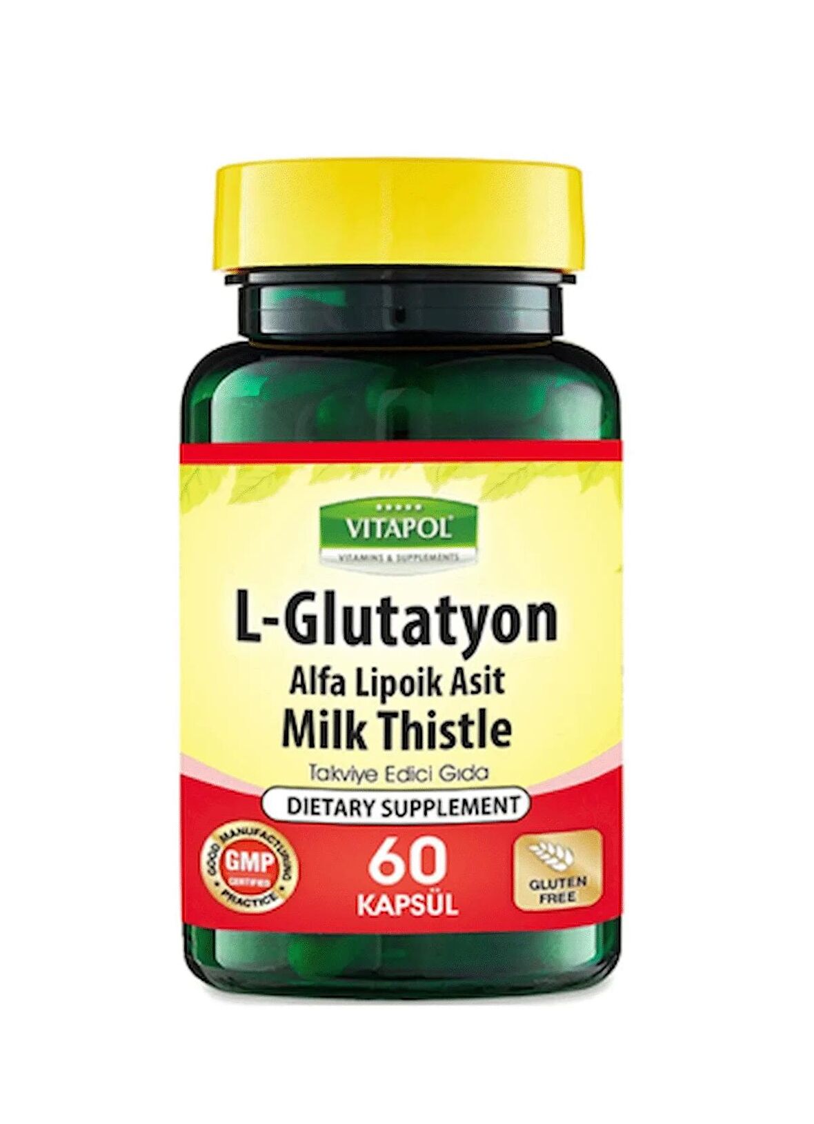 Vitapol L-Glutathione 500 Mg 2x60 Kapsül L-Glutatyon Milk Thistle Alpha Lipoic Acid 
