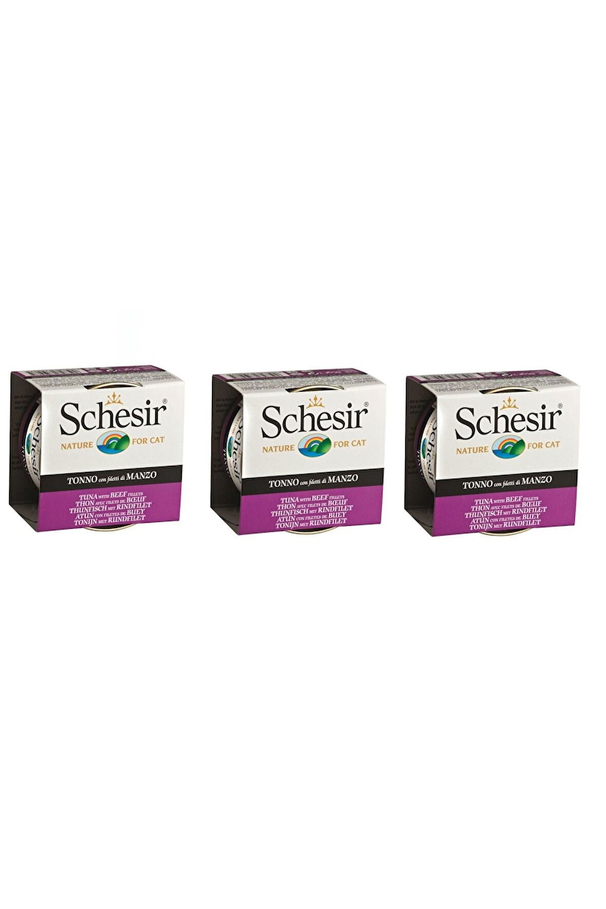 Schesir Ton ve Sığır Etli Kedi Konservesi 85 Gr. X 3 Adet