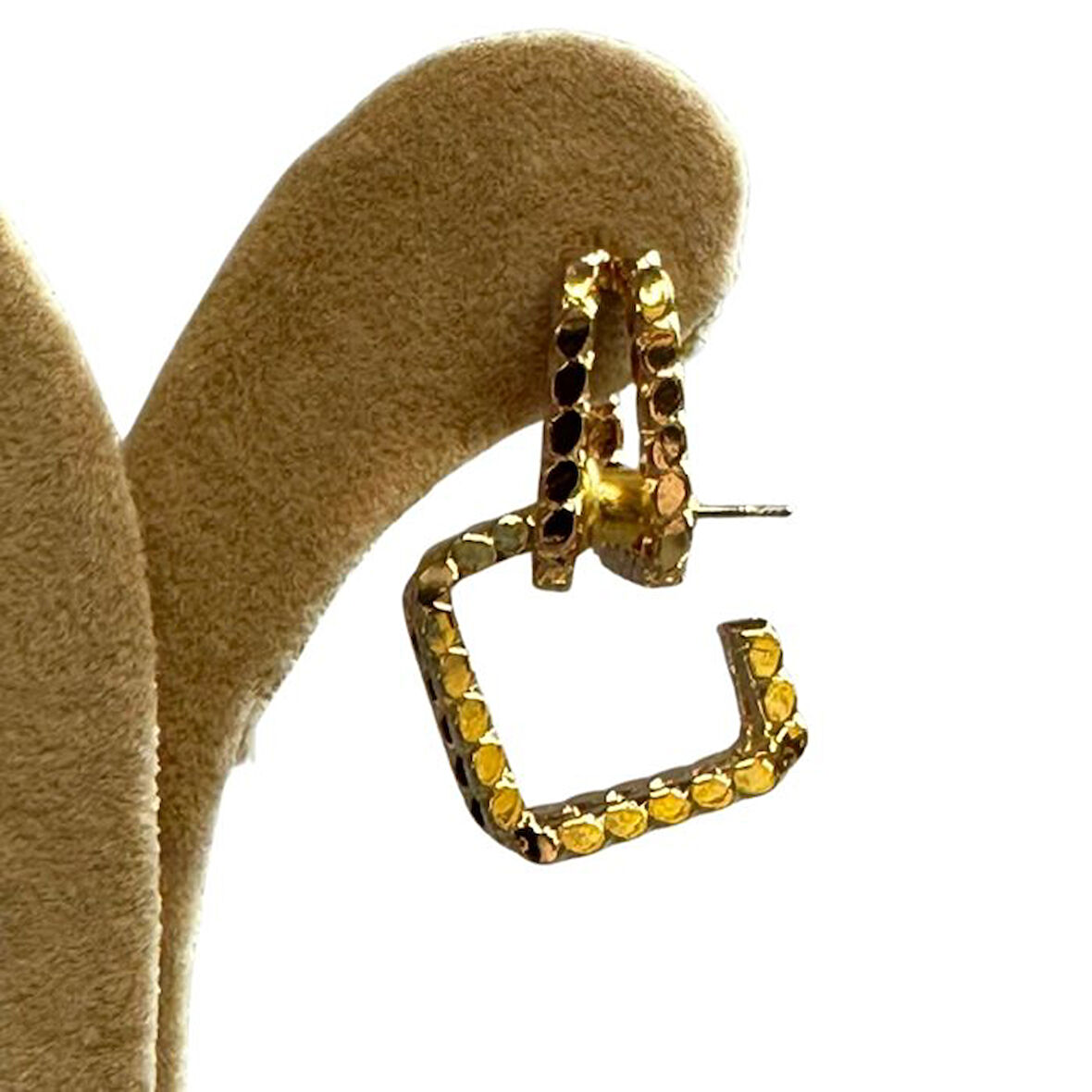 Uretti - İREM 3914 İkili Kare Ezme Detaylı Küpe