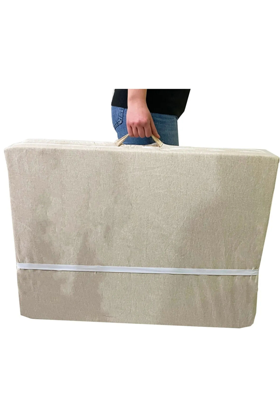 Katlanır Yer Yatağı Sünger Yatak Krem Kırçıllı 80x180 Cm-6 Cm Tek Kişilik