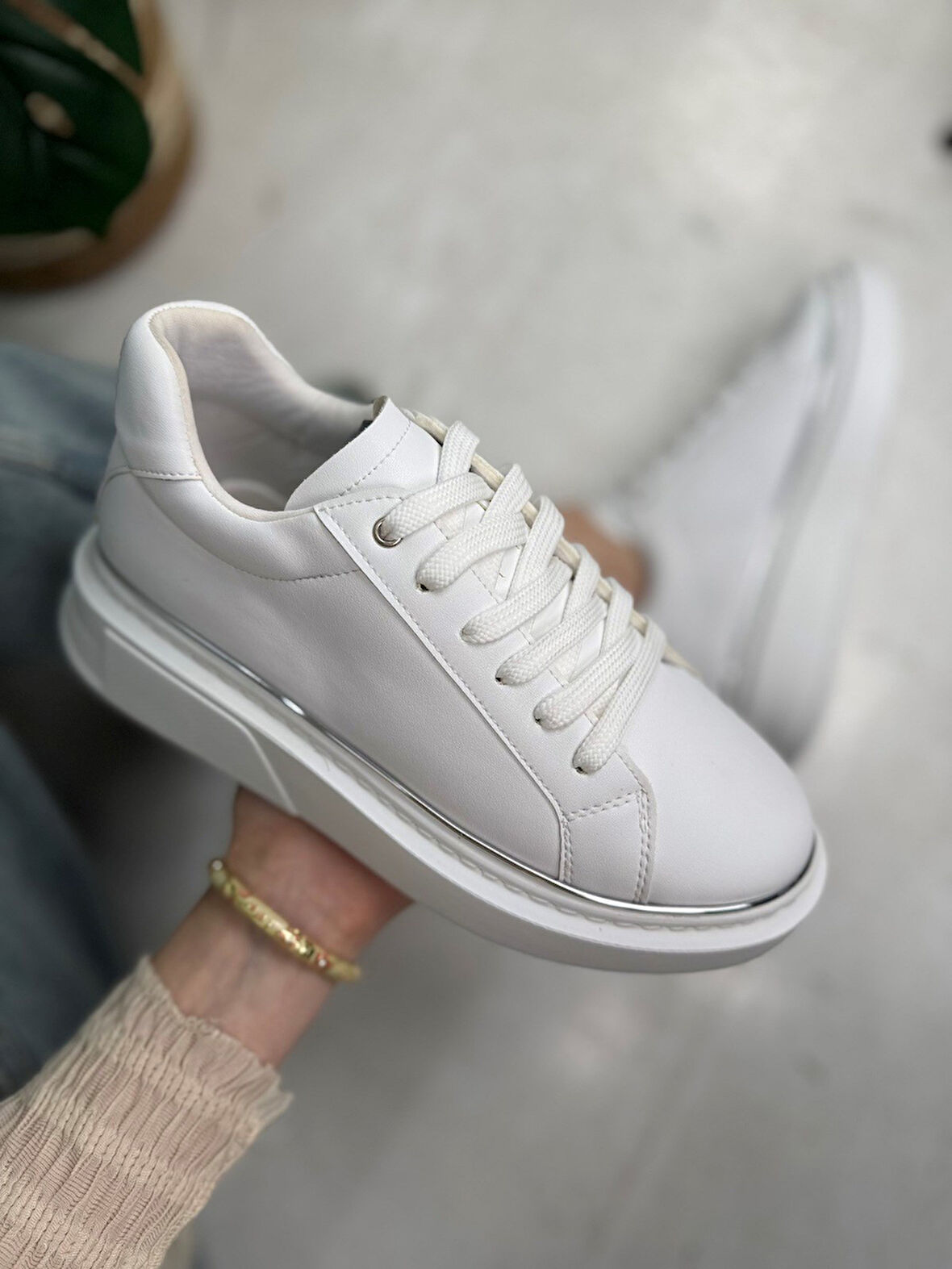 Günlük Kadın Spor Ayakkabı Bağcıklı Hafif Kalın Yüksek Taban Yürüyüş Sneaker 2135