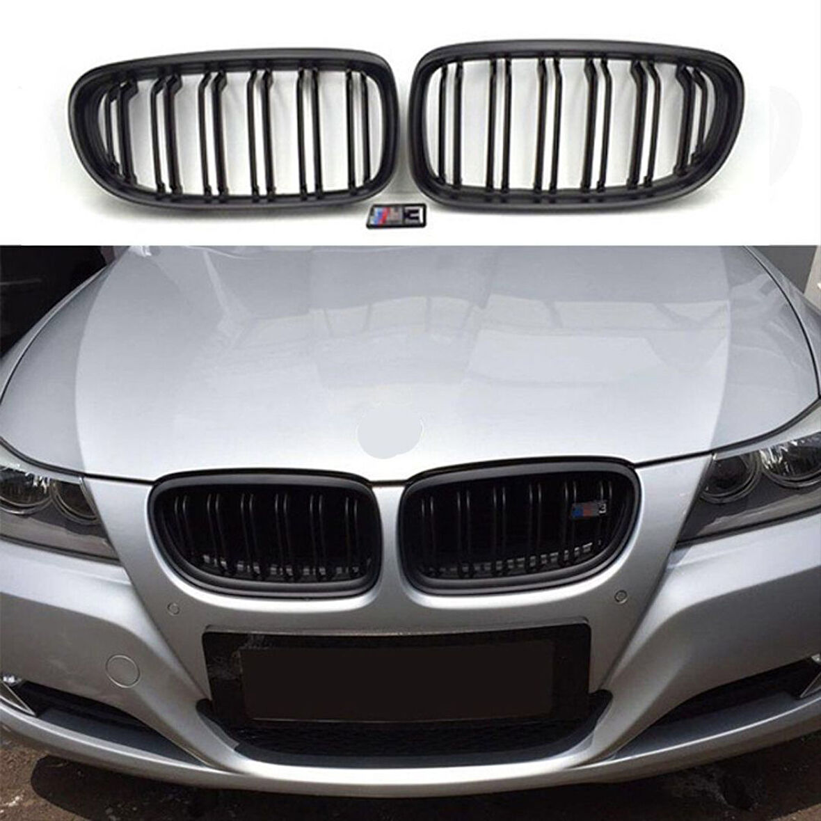 Bmw 3 Serisi E90 2008-2011 M3 Böbrek ( Çift Çizgi Panjur ) Pıano Black