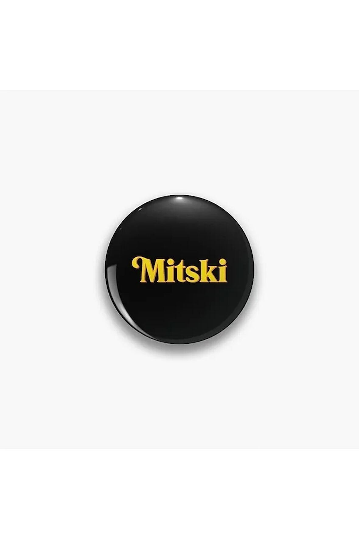 Mitski Sarı Siyah Yazılı Logo Y2K Stil Rozet