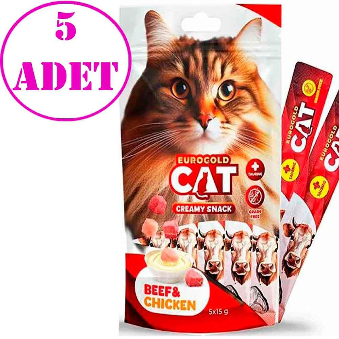 Eurogold Dana Etli ve Tavuklu Sıvı Kedi Ödülü 15 Gr 5'li PK 5 AD