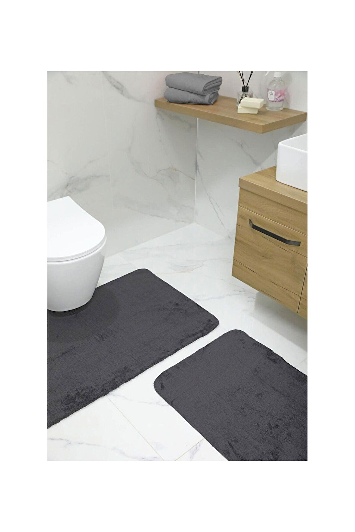 2'li Kaydırmaz Peluş Banyo Paspası Banyo Klozet Takımı Klozet Paspas Takımı