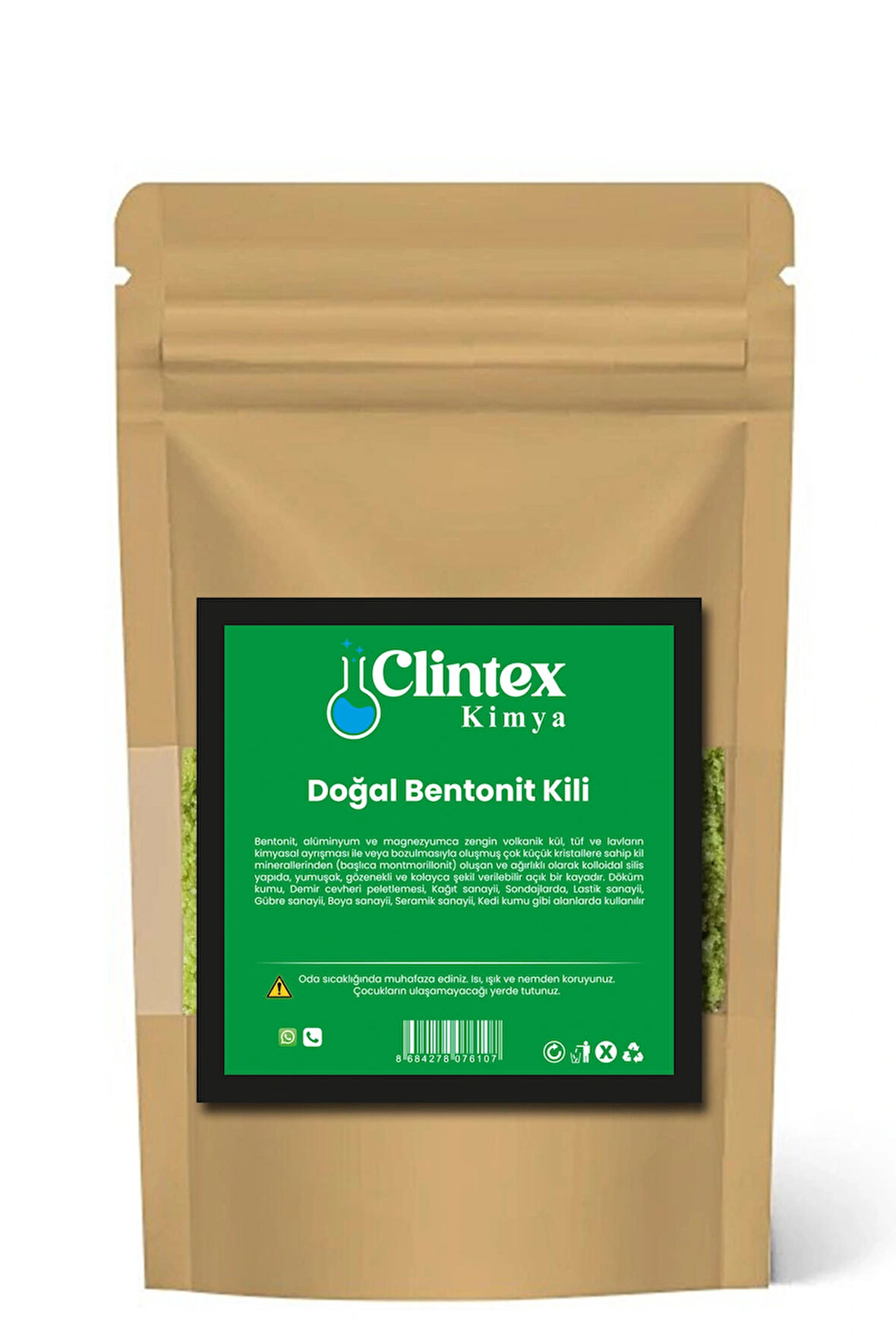 Clintex Kimya Doğal Bentonit Kil Toz 2 Kg