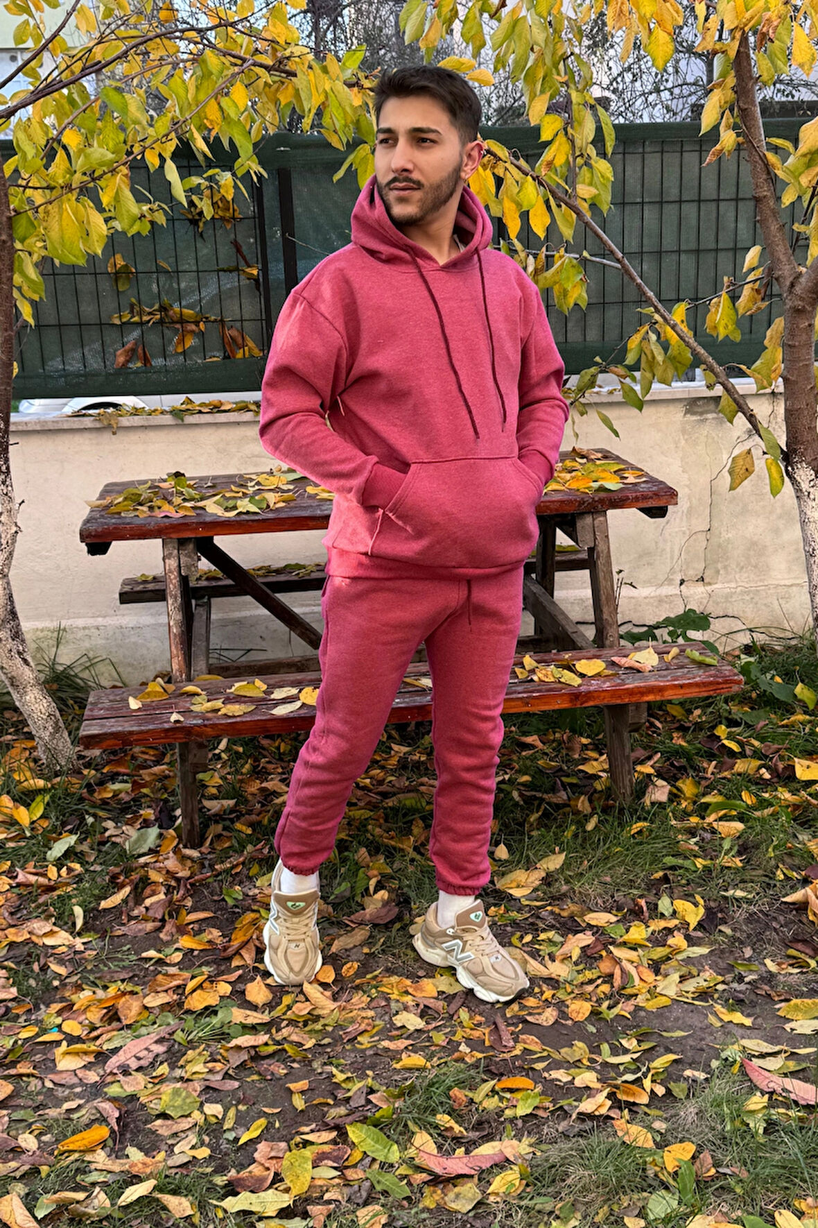 Erkek Oversize Eşofman Takımı 3 İplik Şardonlu