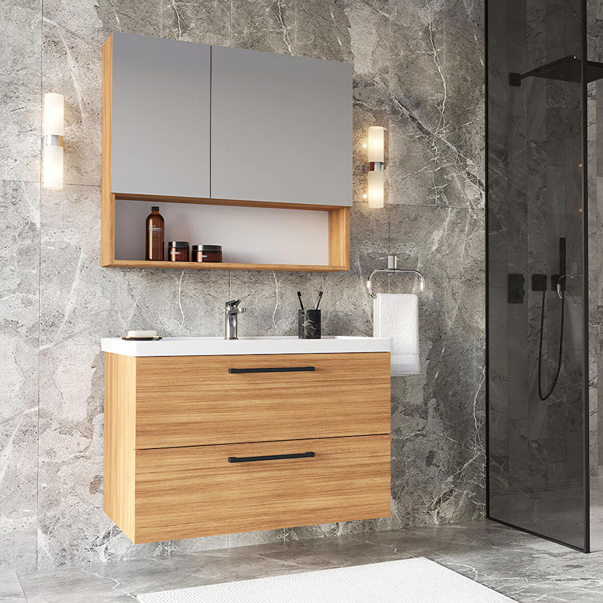 Teta Home Batum 65 Cm Mdf Banyo Dolabı Seti