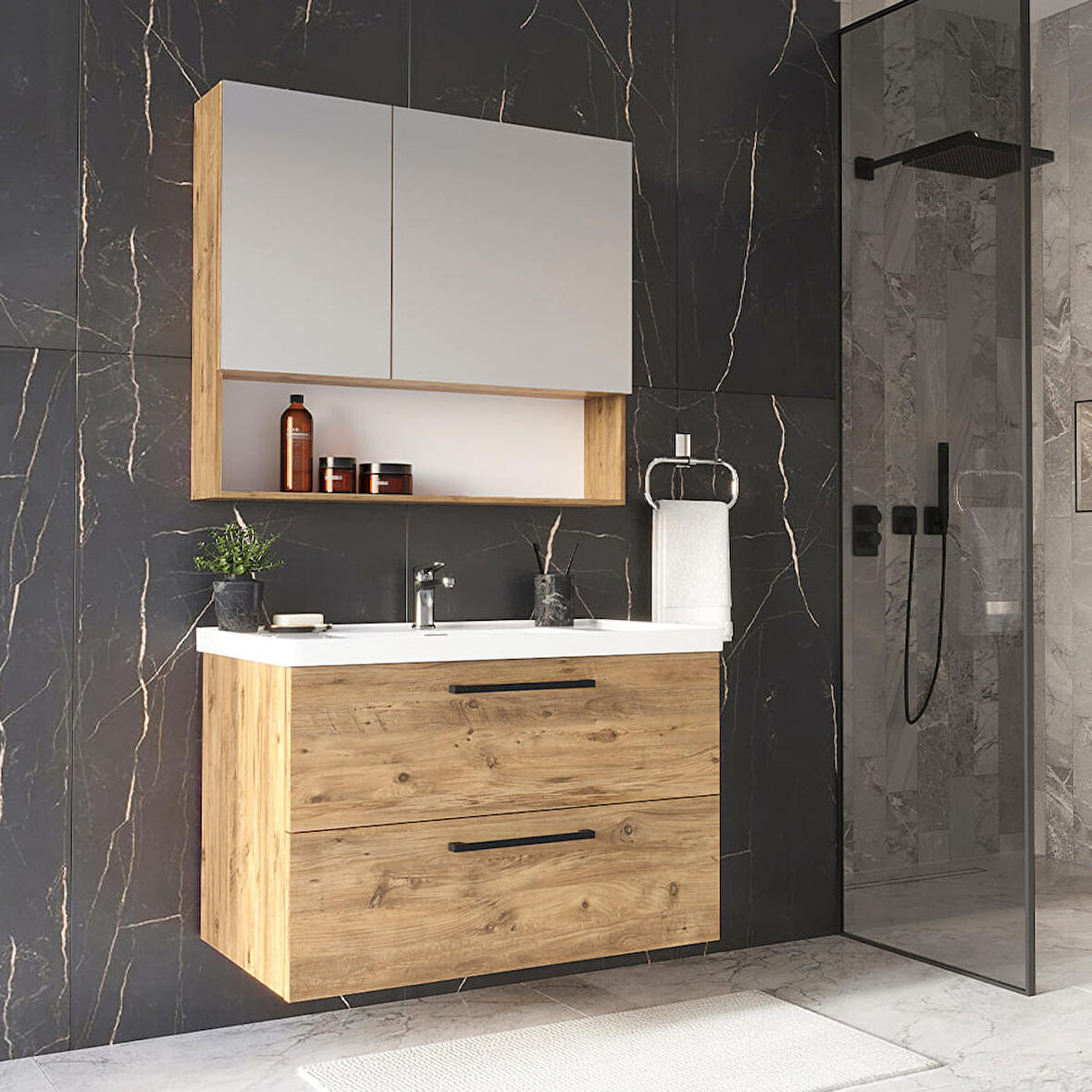 Teta Home Batum 80 Cm Mdf Banyo Dolabı Seti