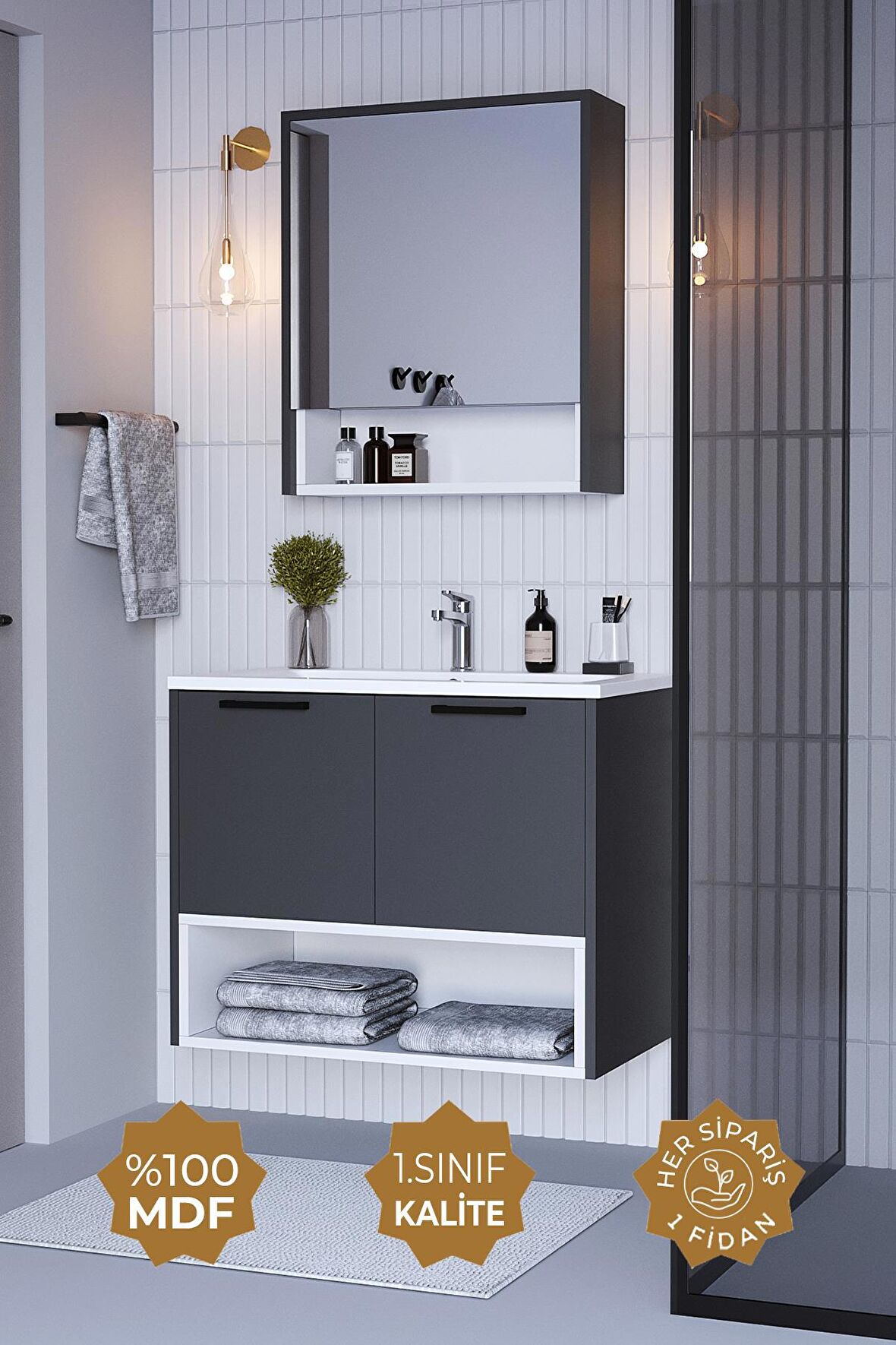 Teta Home Suva 65 Cm Mdf Banyo Dolabı Seti