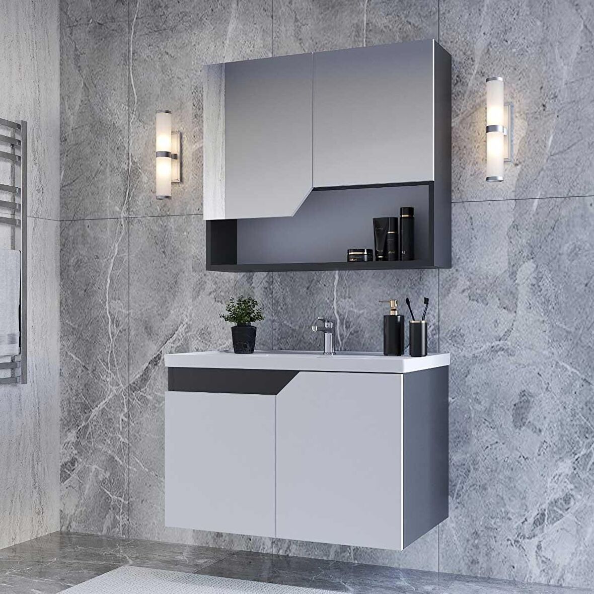 Teta Home Napoli 80 cm Mdf Banyo Dolabı Seti 