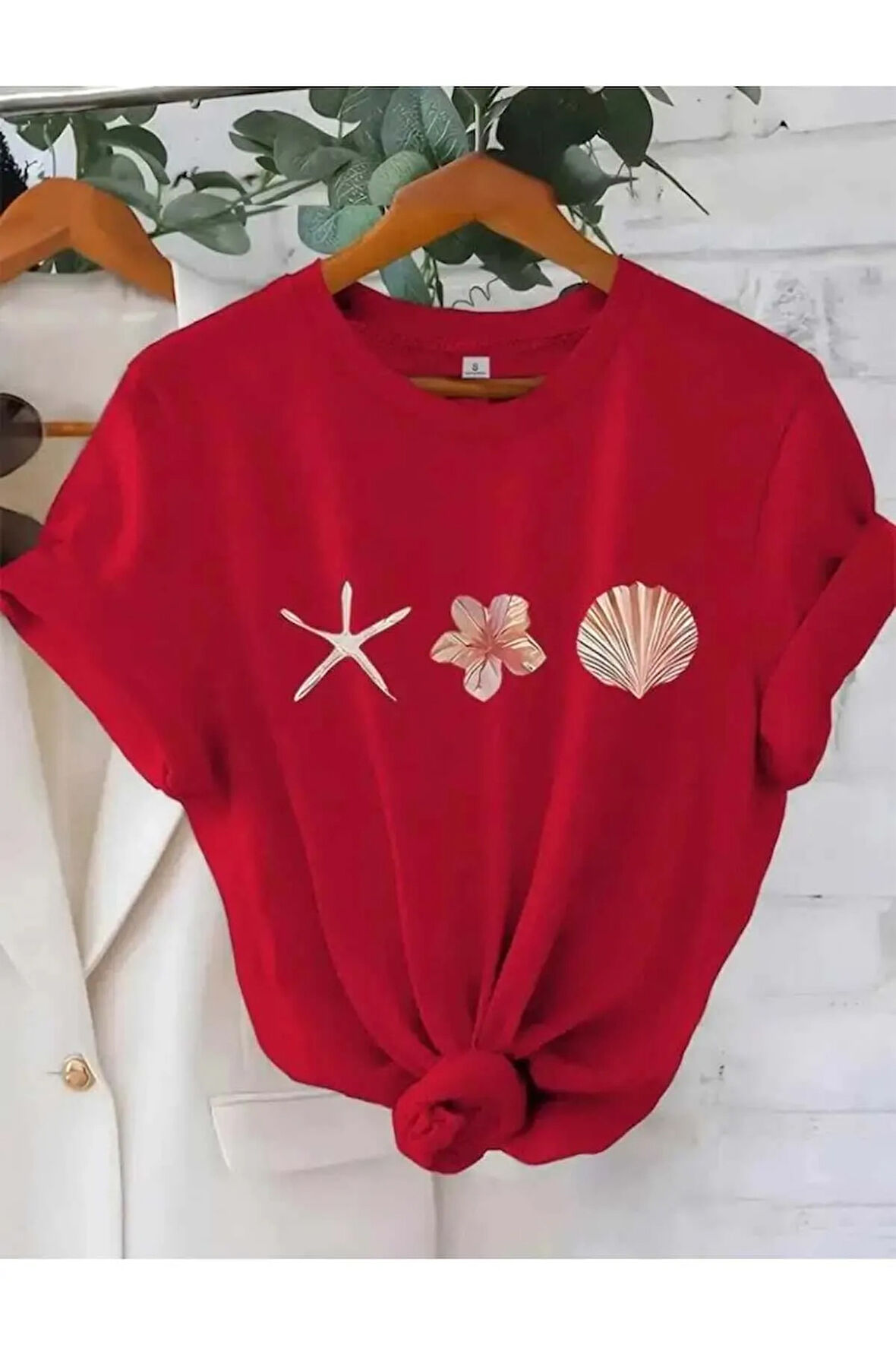 Unisex Deniz Yıldızı Özel Tasarım Ön Baskılı Tasarım Tshirt
