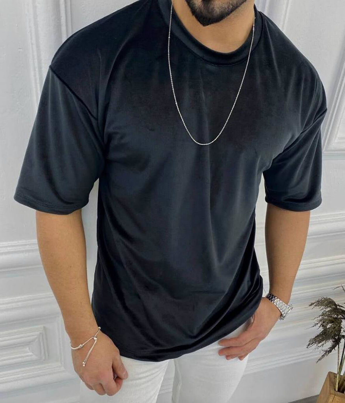  T-shirt Oversize Tişört Bol Kesim Kadife Tişört
