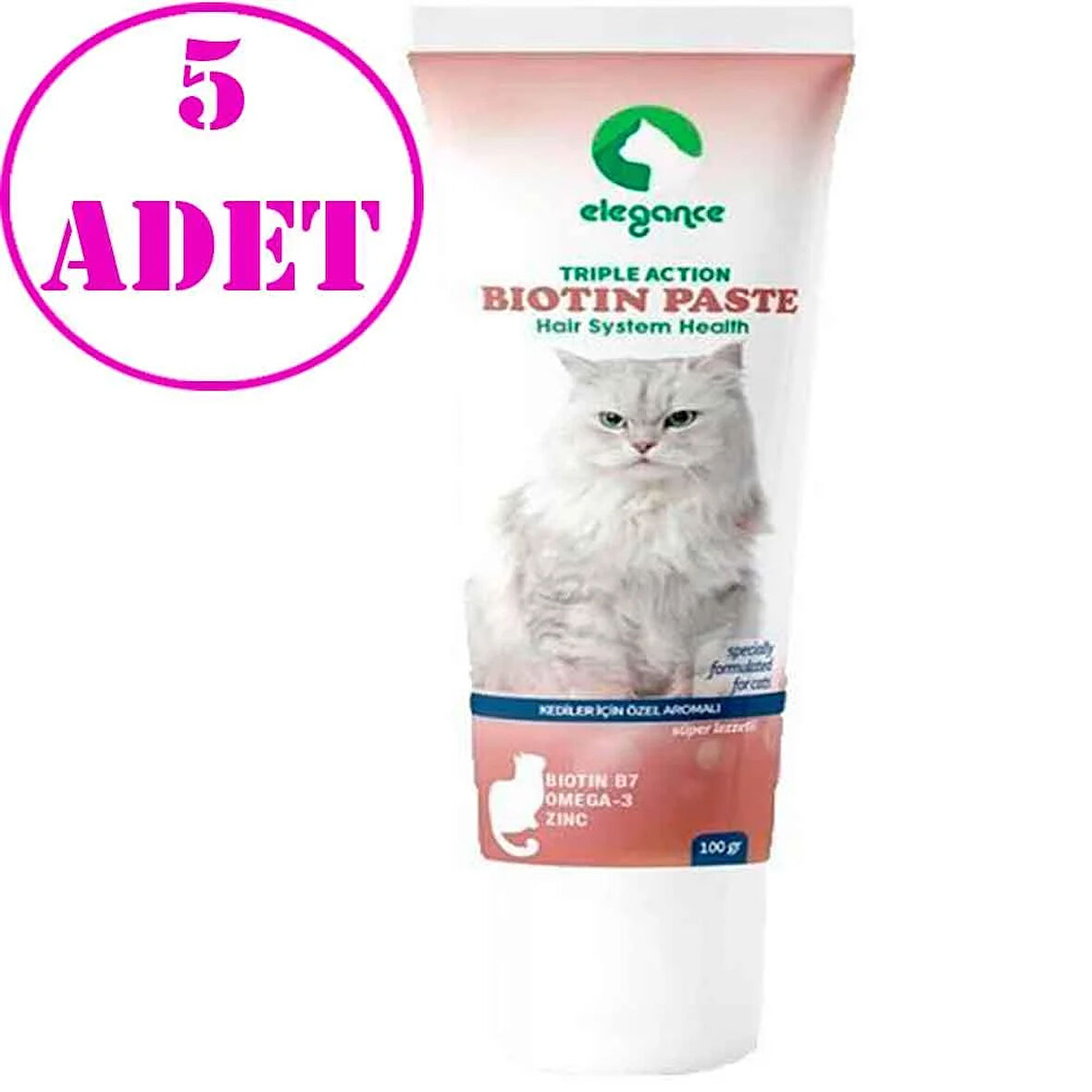 Elegance Biotin Tüy Yumağı Önleyici Kedi Malt Macun 100 Gr 5 AD