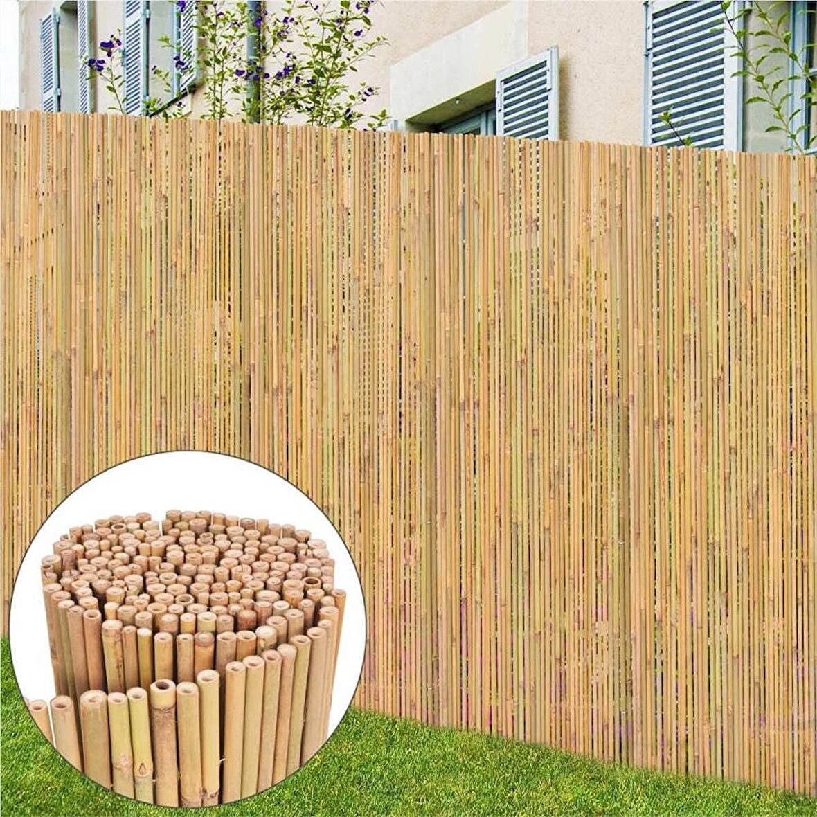 Bambu Çit Kamış Çit 2 Adet 3x5 Metre Hasır Çit Eni 3 Metre Uzunluk 5 Metre Rulo Bahçe Çiti