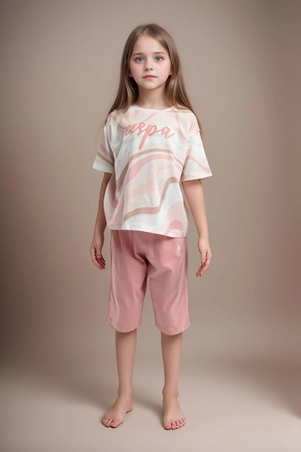 Kız Çocuk %100 Pamuklu Günlük T-Shirt & Şort İkili Takım US01.LL.01.P4.O008