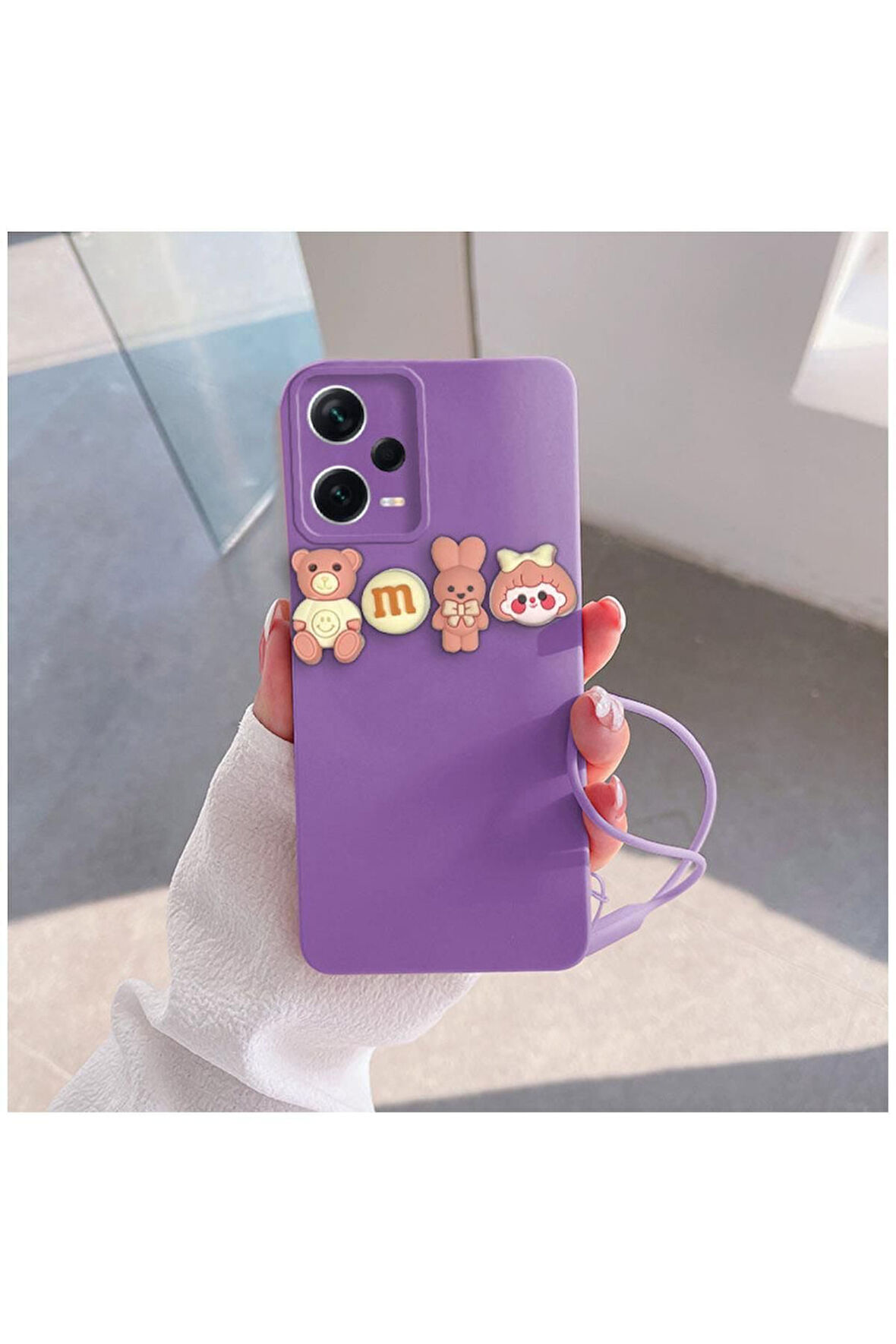 Xiaomi Redmi Note 12 Pro 5g Uyumlu Kılıf Love Bear Silikon Kılıf Pembe - Lila