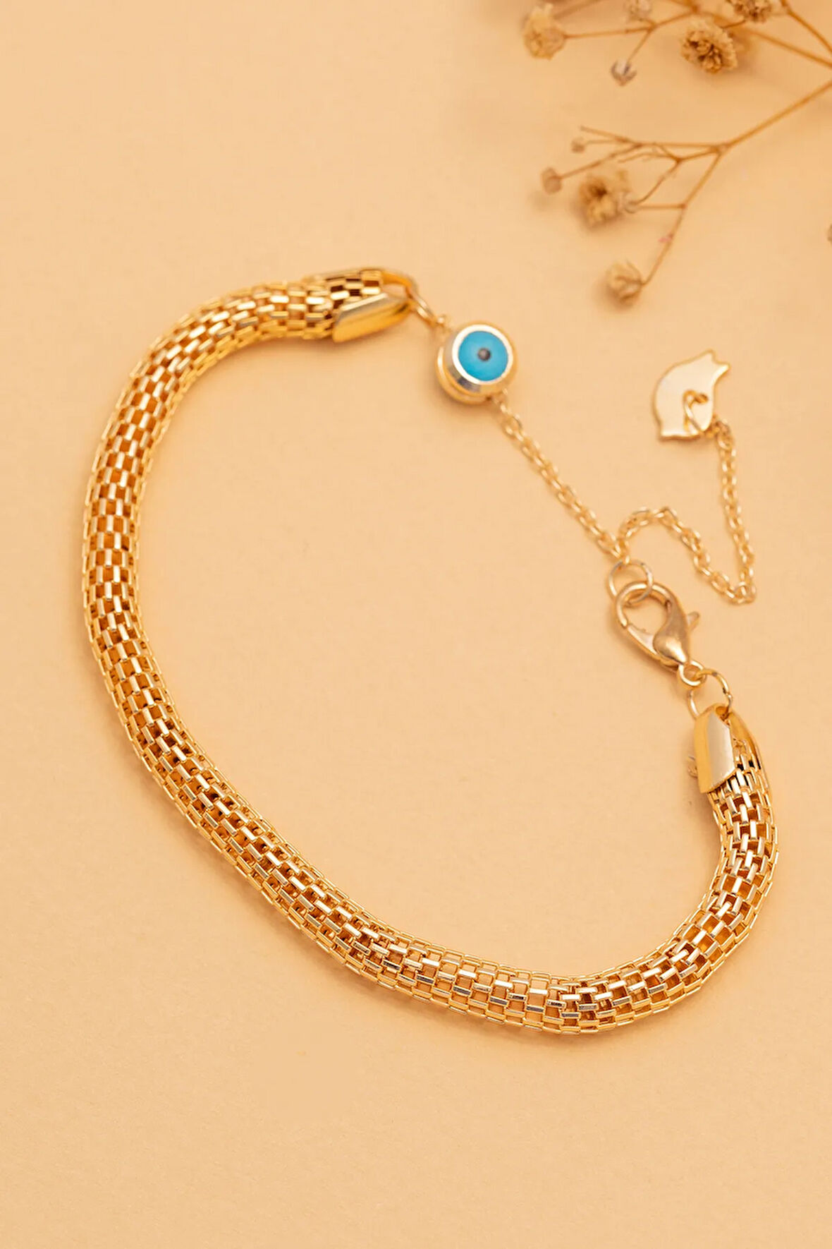 Kadın Bileklik - Altın Kaplama Silindir Hasır Model Kadın Bijuteri Bileklik