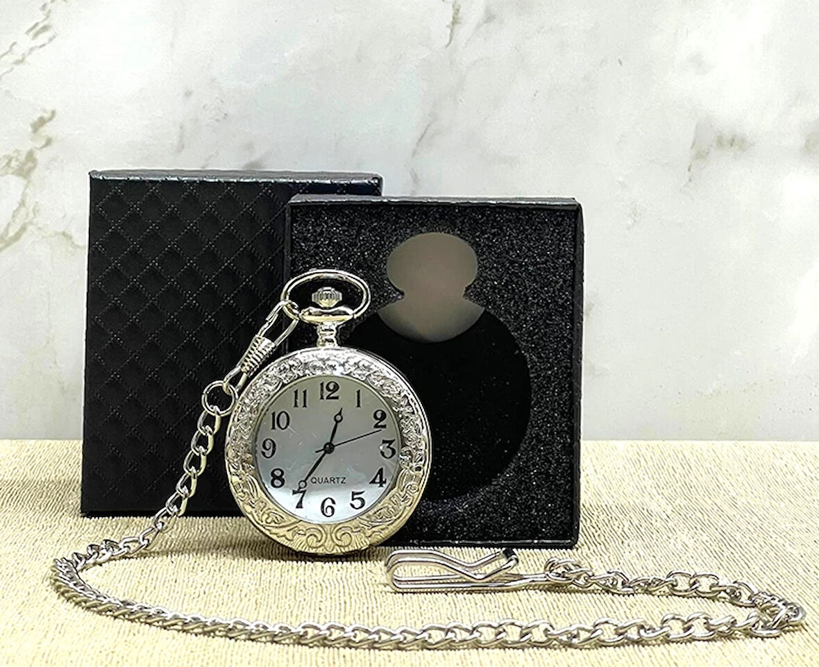 Özel Kutulu Gümüş Köstekli Saat