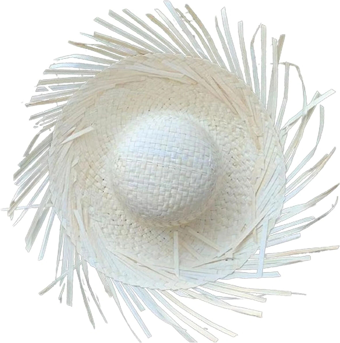 Tropikal Parti Beyaz Hasır Hawaii Şapkası 13x36 Cm