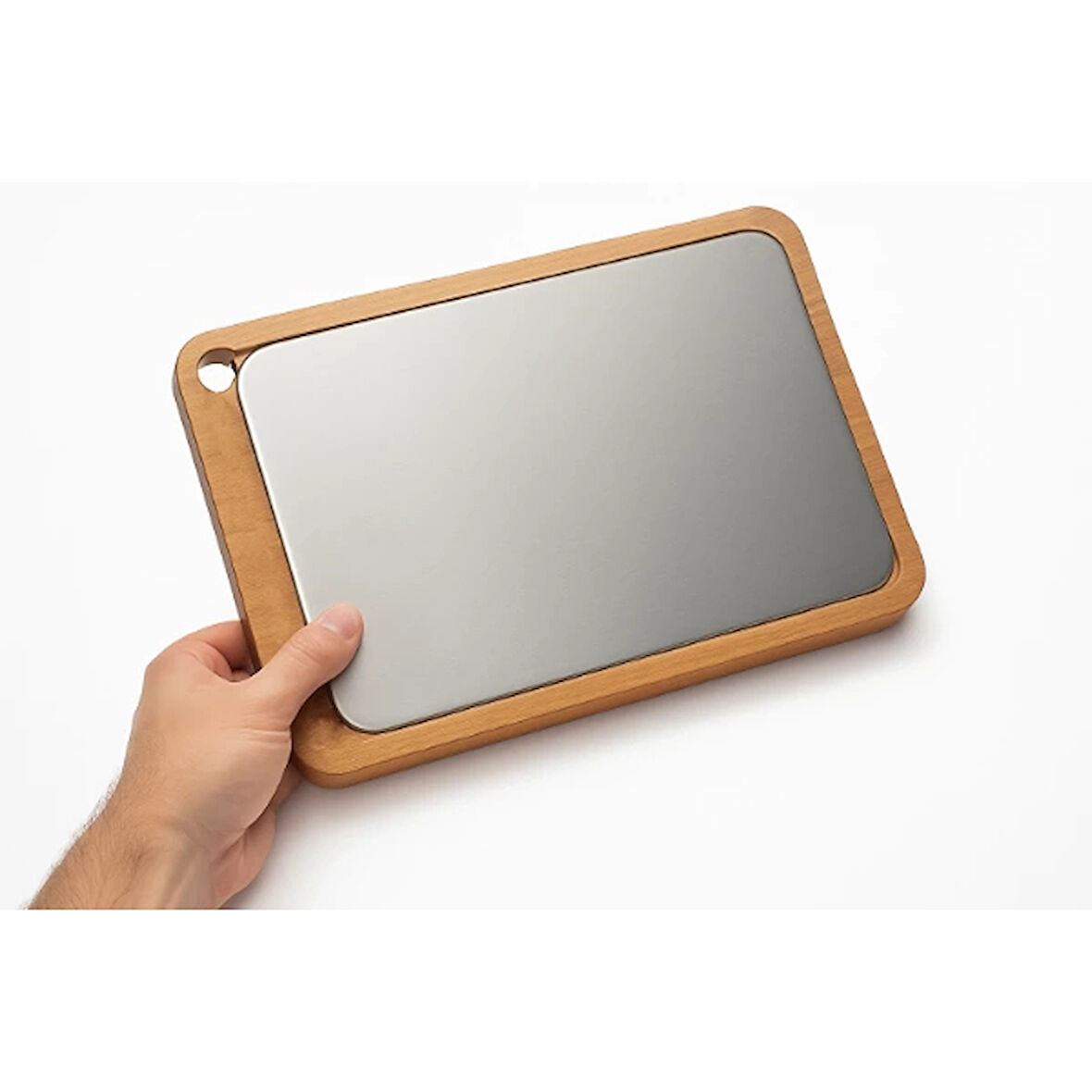 Ahşap Paslanmaz Çelik Kesim Ve Sunum Tahtası