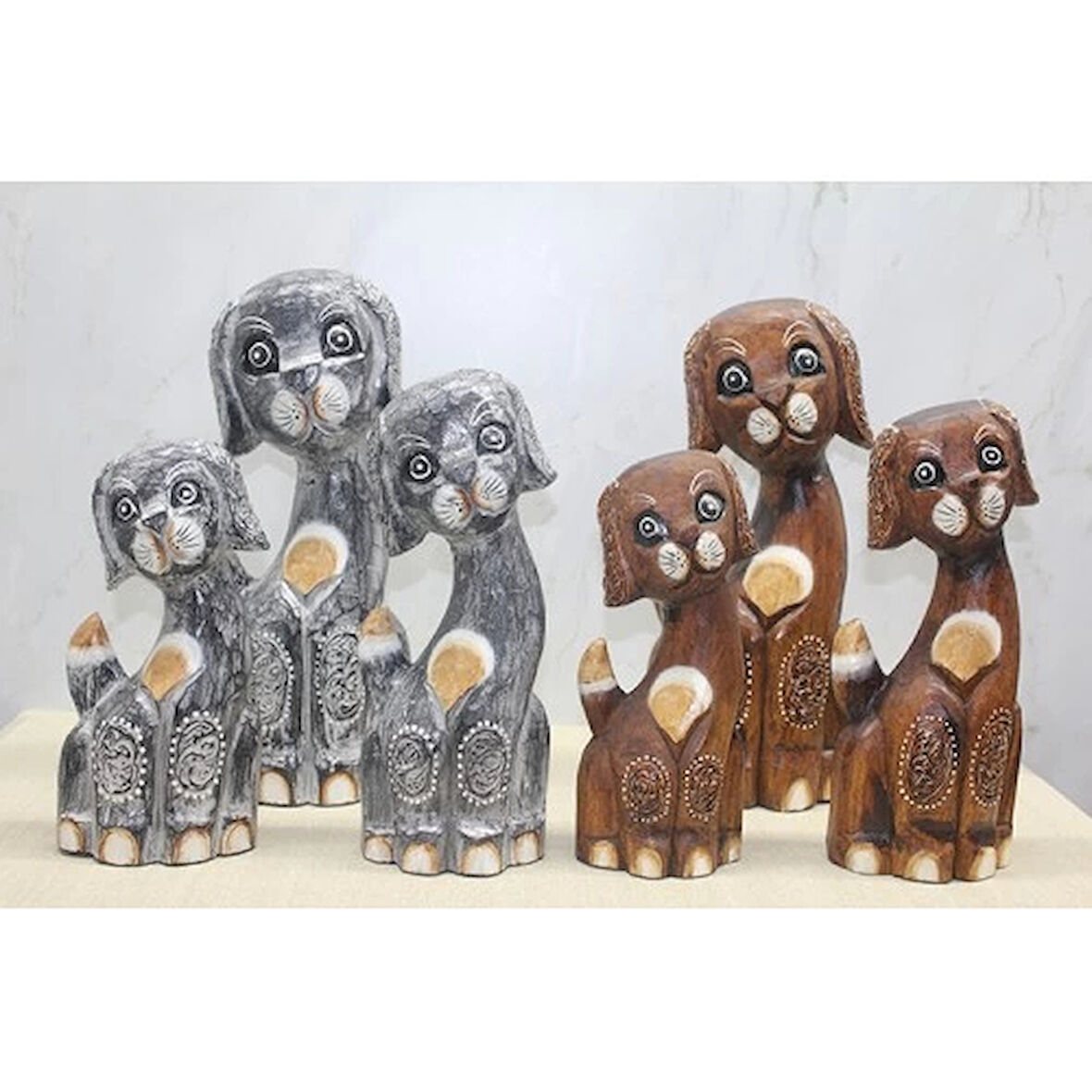 Ahşap 3'lü Köpek Seti