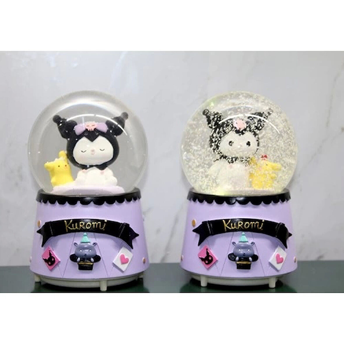 Kuromi Işıklı Müzikli Kar Küresi Orta Boy Model 2