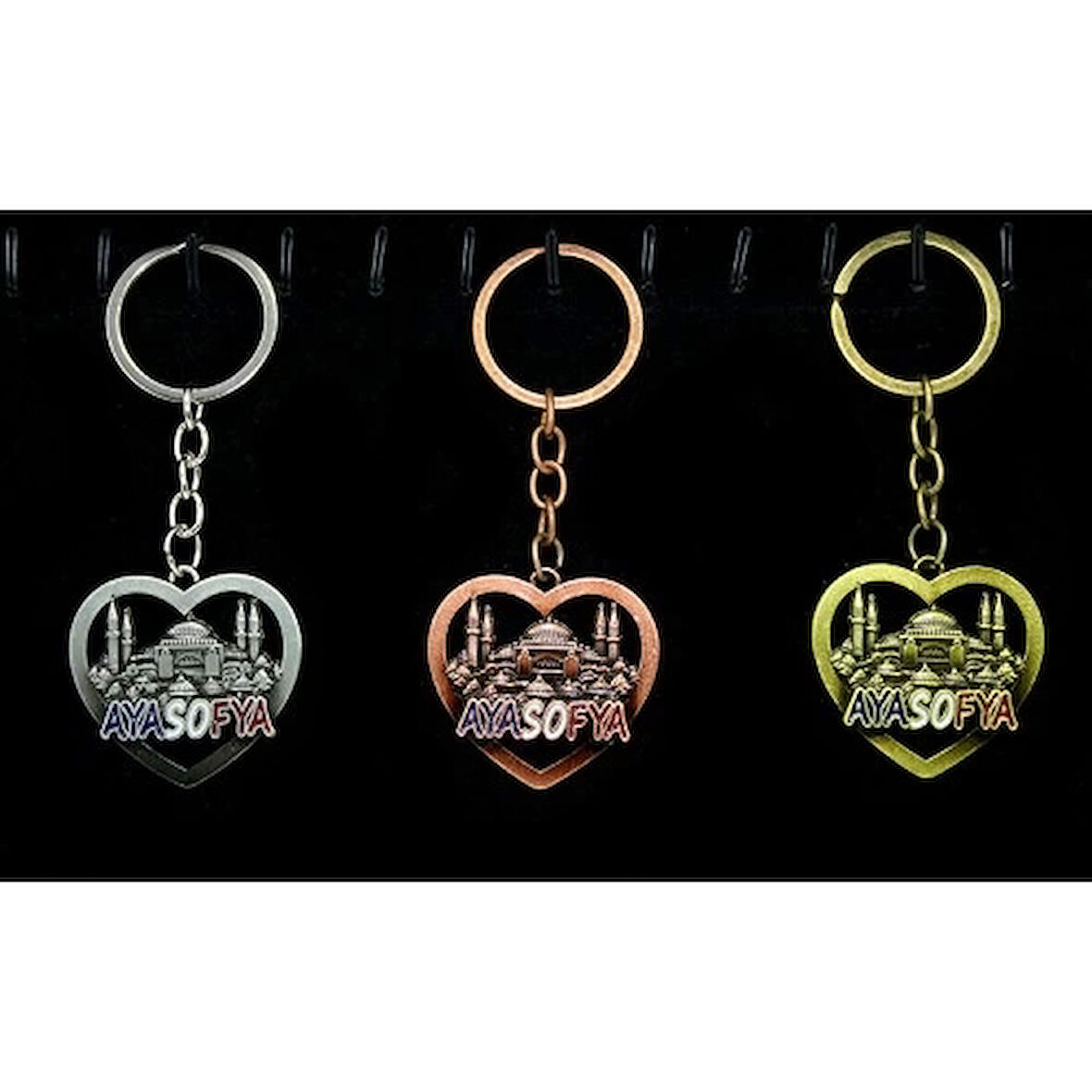 Metal Ayasofya Anahtarlık Kalp Tasarımlı