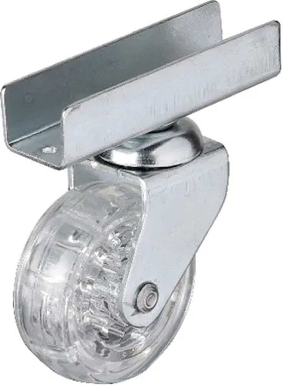 327 - 50x20 Mm Şeffaf Makaralı Uzun U Tablalı Teker 4 Adet