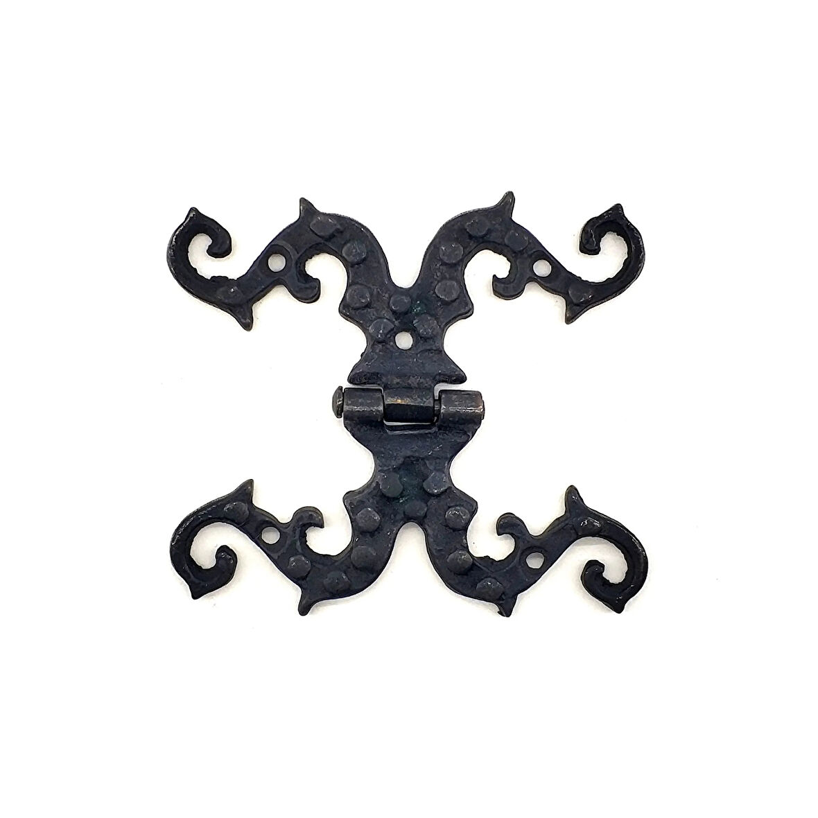 Antika Tarz Dekoratif Pirinç Süslü Menteşe - 100x90 Mm, Oksit