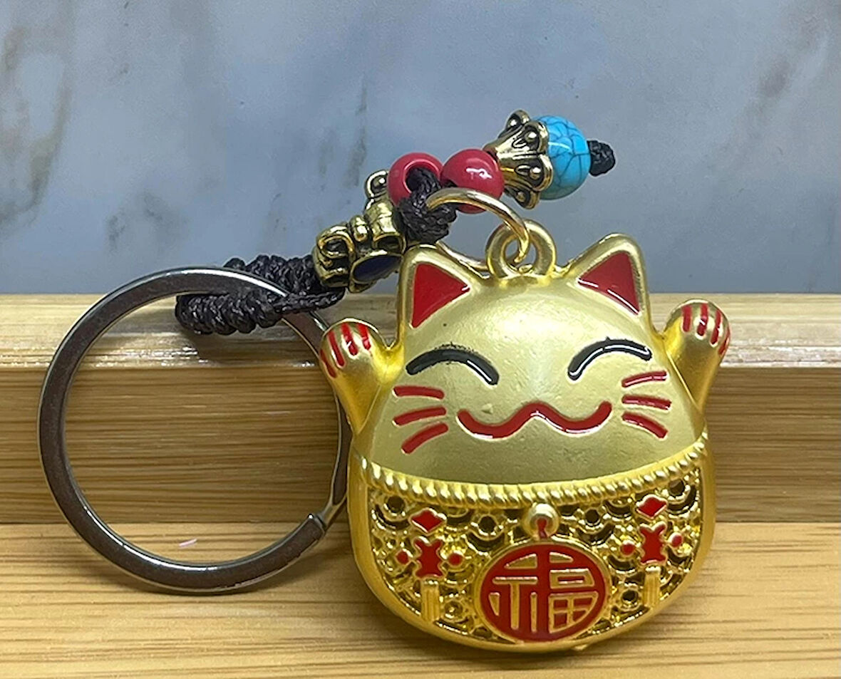 Metal Şans Ve Bereket Kedisi Anahtarlık Model 2