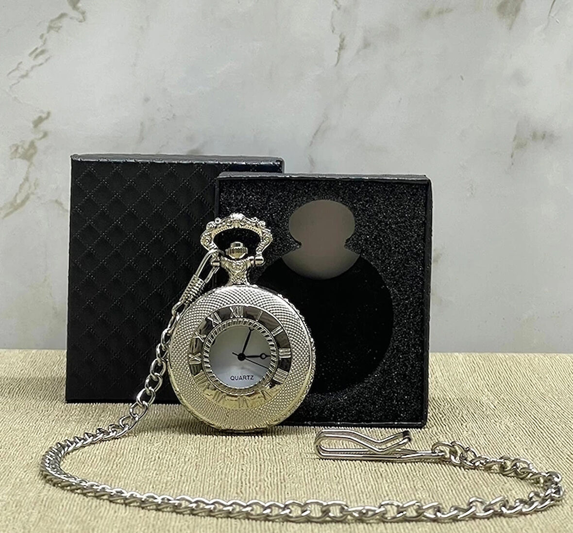 Özel Kutulu Gümüş Köstekli Saat Alk4660