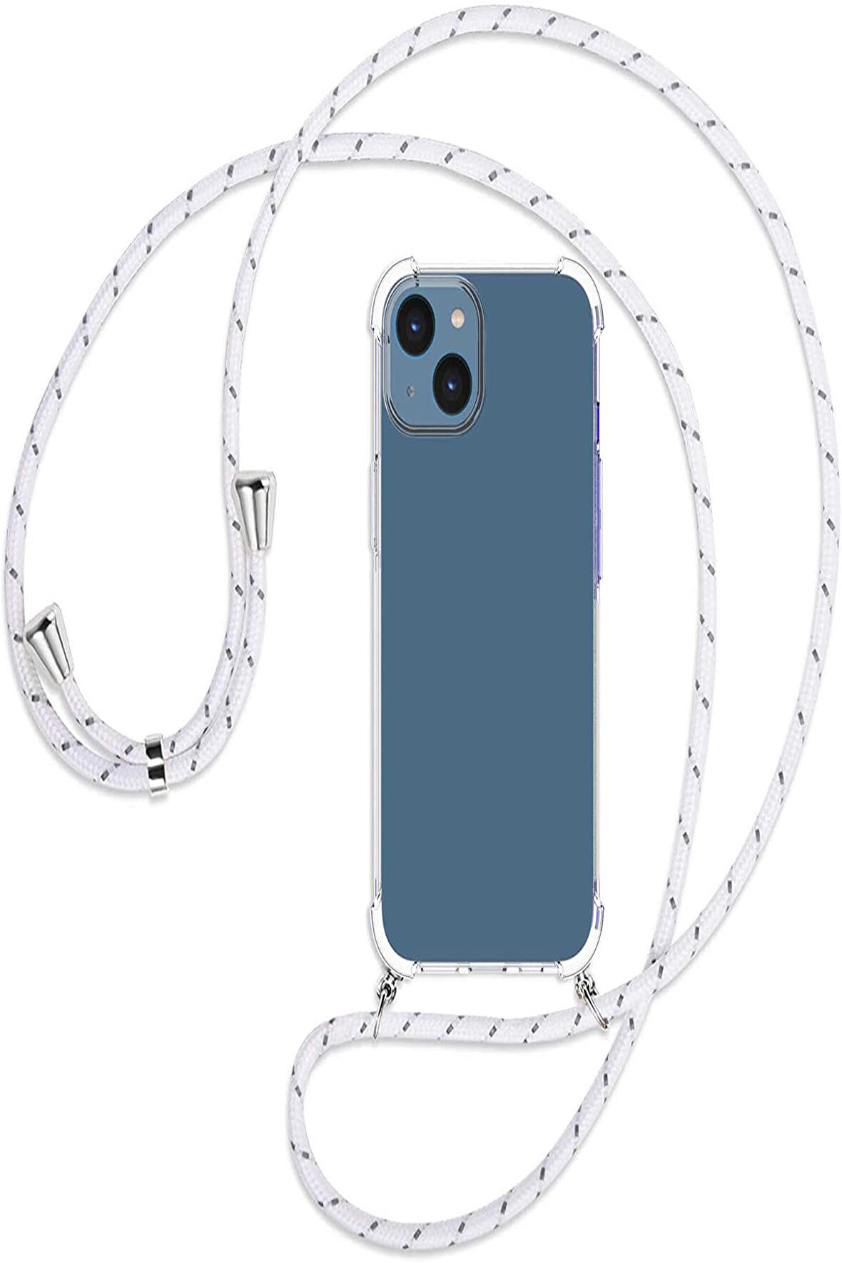 Apple iPhone 14 Kılıf Boyun Omuz Askılı İpli Şeffaf Silikon